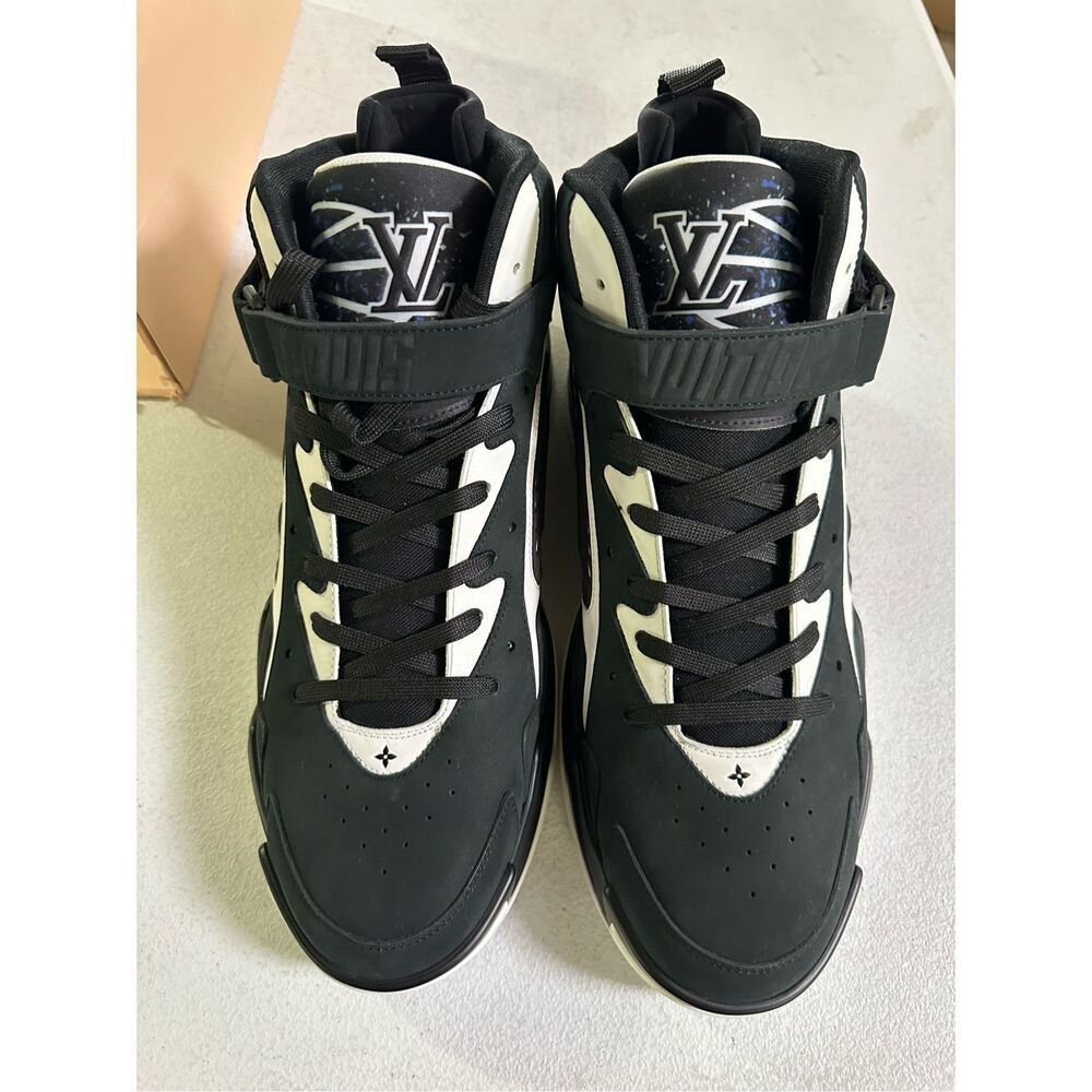 Louis Vuitton LV Trainer 2 High Top Sneakers 12 Black Blue White Monogram - Picture 2 of 8